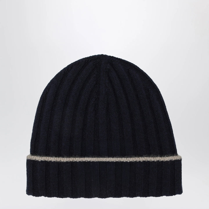 Brunello Cucinelli - Ribbed cashmere beanie in navy blue