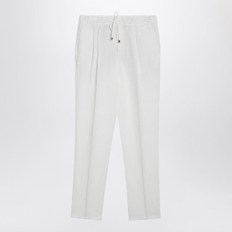 Pants Brunello Cucinelli - White linen drawstring trousers - 52 IT Brand