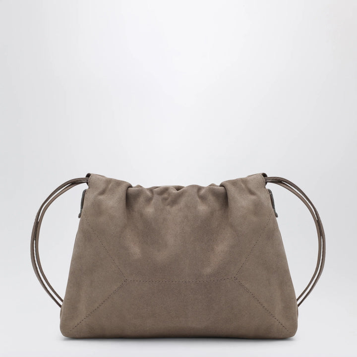 Brunello Cucinelli - BC Duo Pouch brown suede bag with monile detail