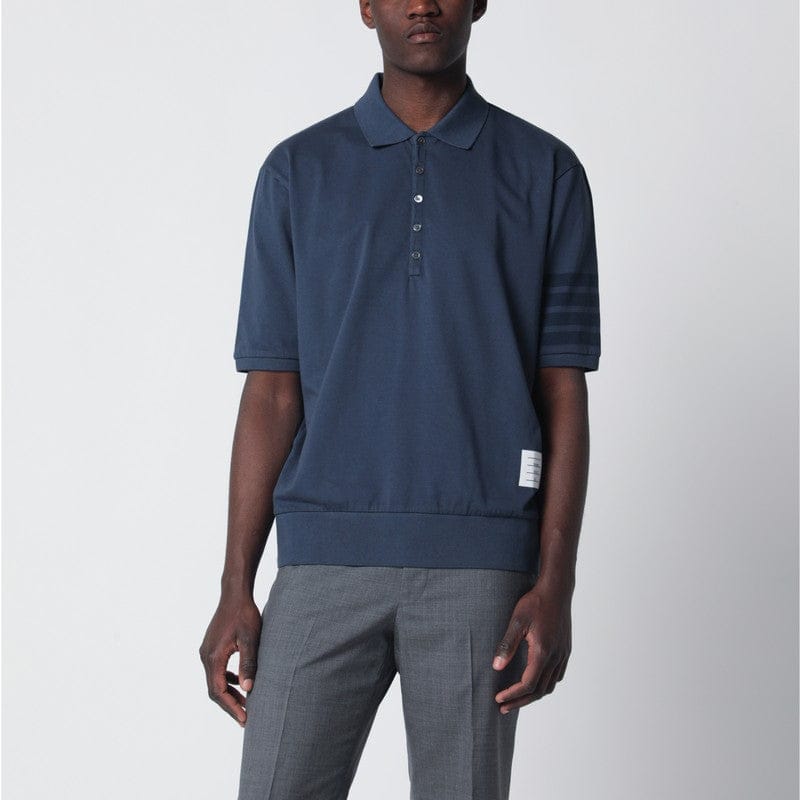 Shirts & Tops Thom Browne - Navy blue cotton polo shirt - 3 Brand