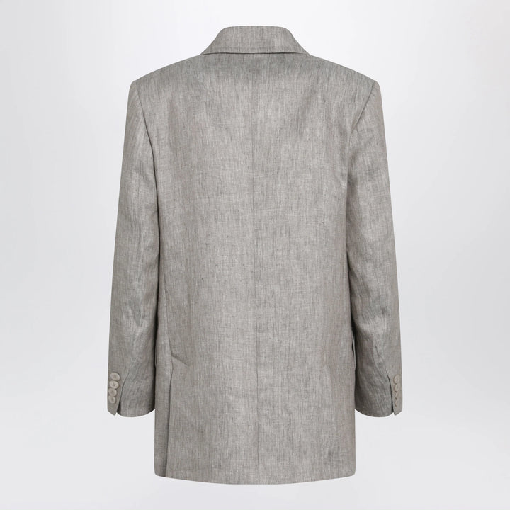 Max Mara - Olimpia double-breasted chevron linen blazer in beige