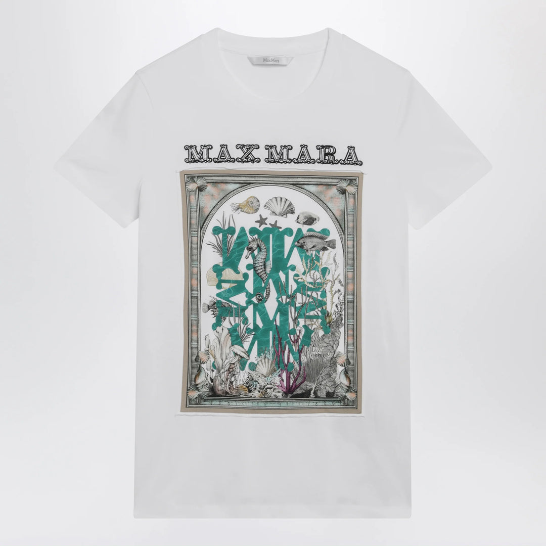 Max Mara - Optical white cotton jersey T-shirt with front print