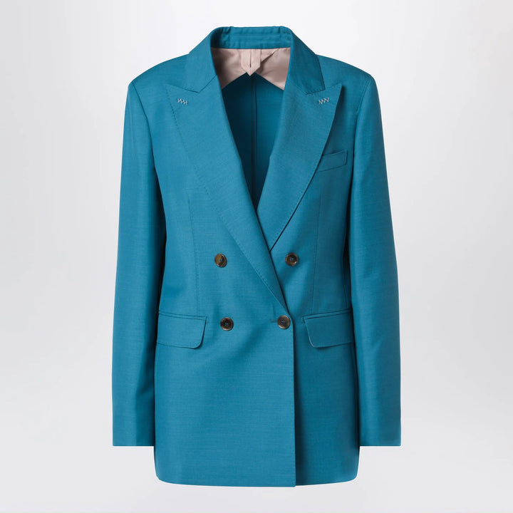 Max Mara - Turquoise wool-blend double-breasted jacket