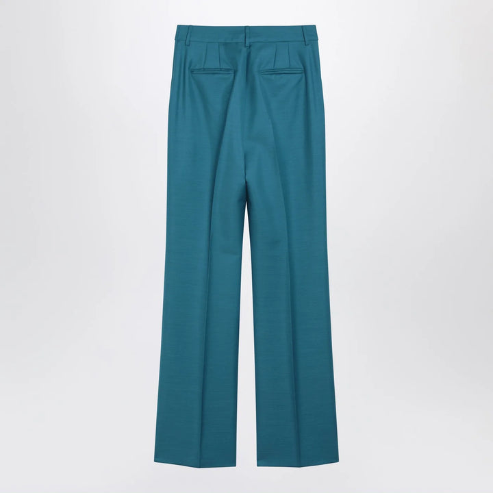 Max Mara - Turquoise wool and silk-blend trousers