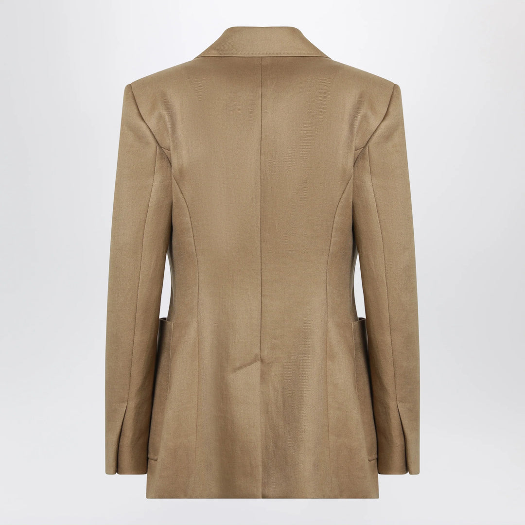 Max Mara - Semi-fitted single-breasted blazer in beige linen