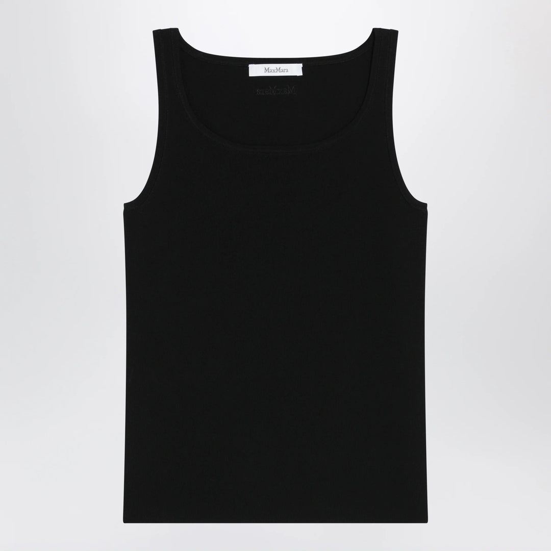 Max Mara - Sleeveless viscose crêpe knit top in black