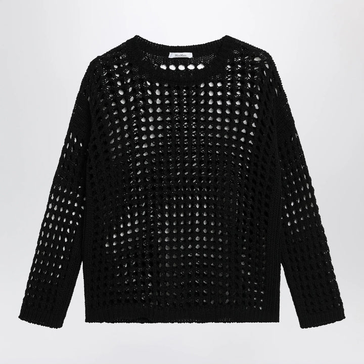 Max Mara - Cotton mesh long-sleeve sweater in Black