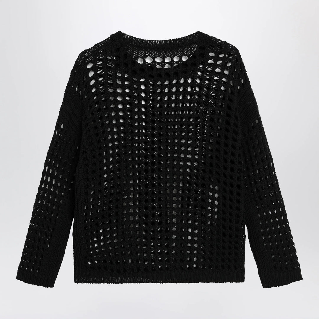 Max Mara - Cotton mesh long-sleeve sweater in Black