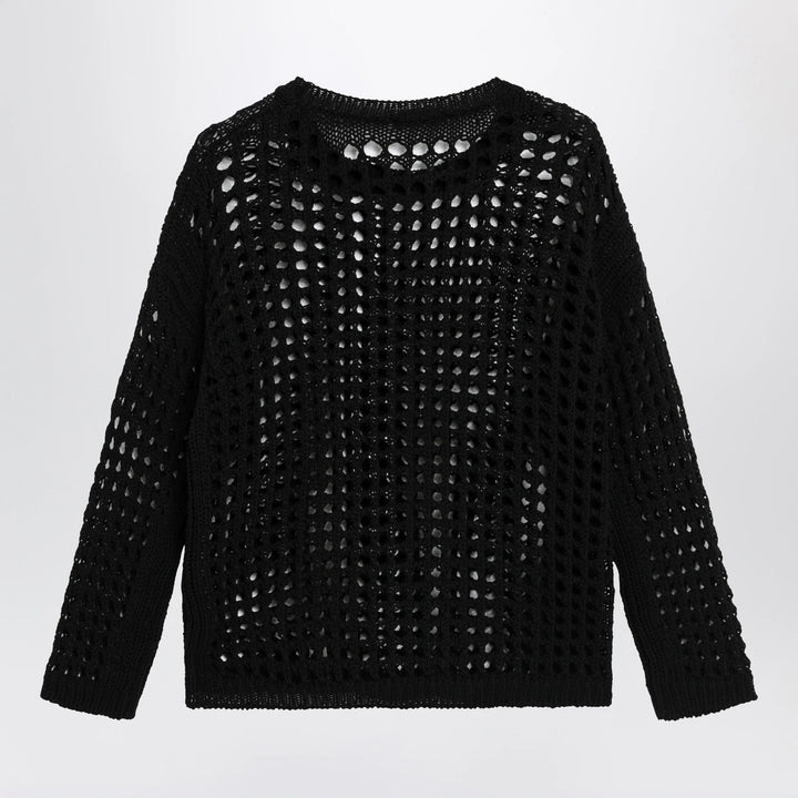 Max Mara - Cotton mesh long-sleeve sweater in Black