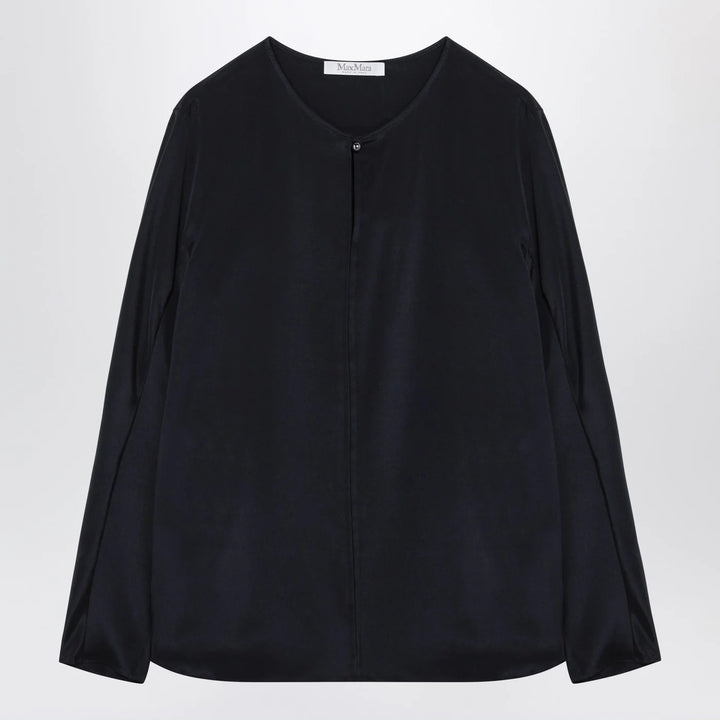 Max Mara - Midnight blue silk-blend blouse