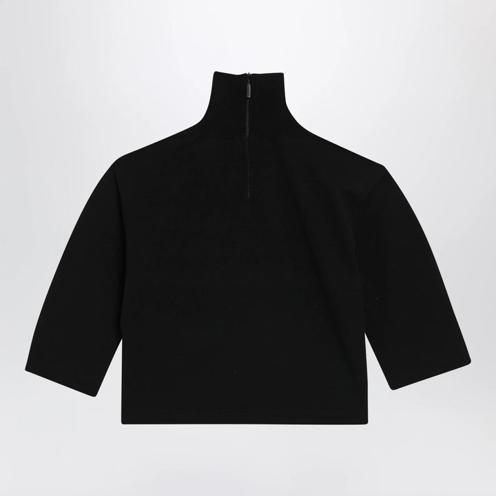 Max Mara - Cropped turtleneck sweater in stretch viscose, black