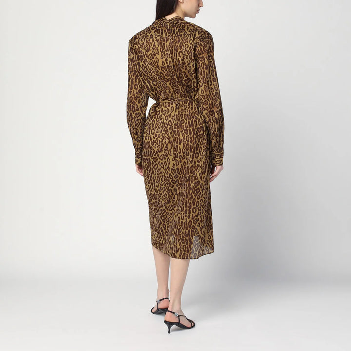 6397 - Leopard-print shirt dress in cotton voile