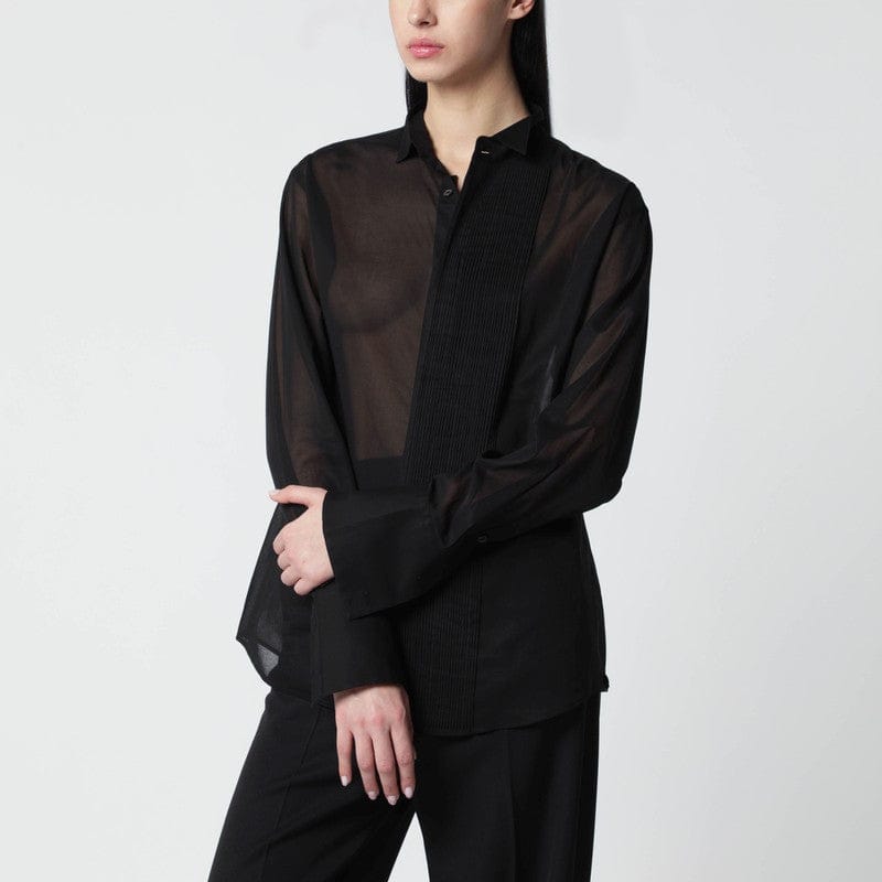 Shirts & Tops 6397 - Black micro-pleated shirt - L Brand