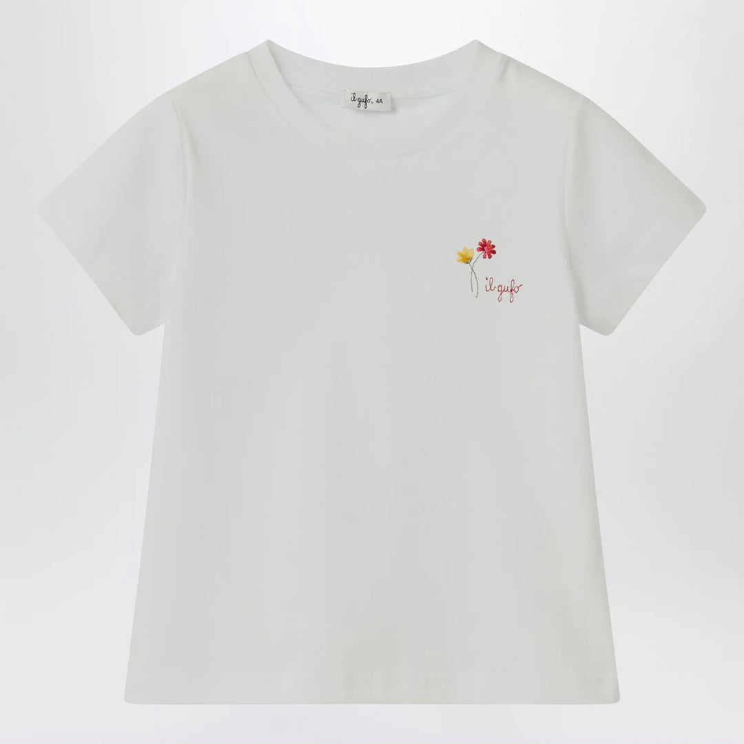 Il Gufo - White T-shirt with embroidered logo