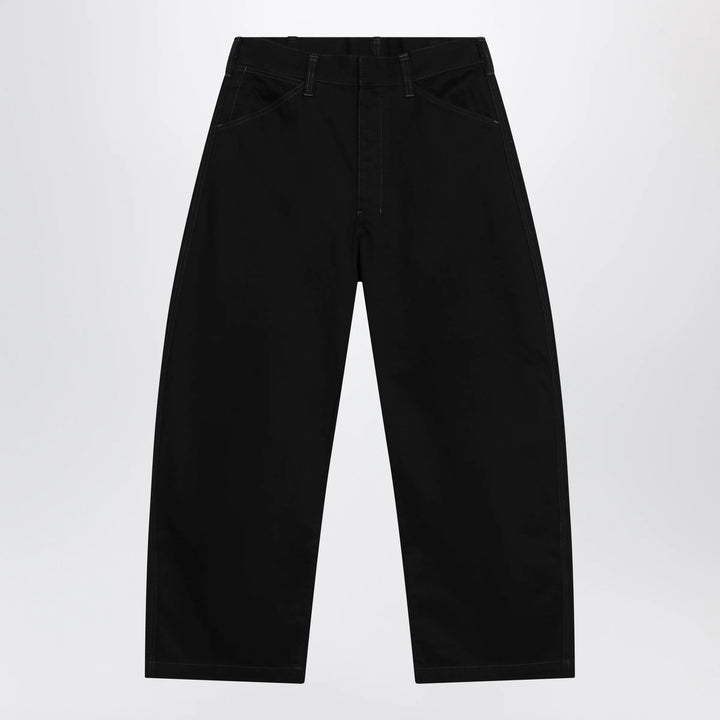 LEMAIRE - Black wide-leg cotton trousers