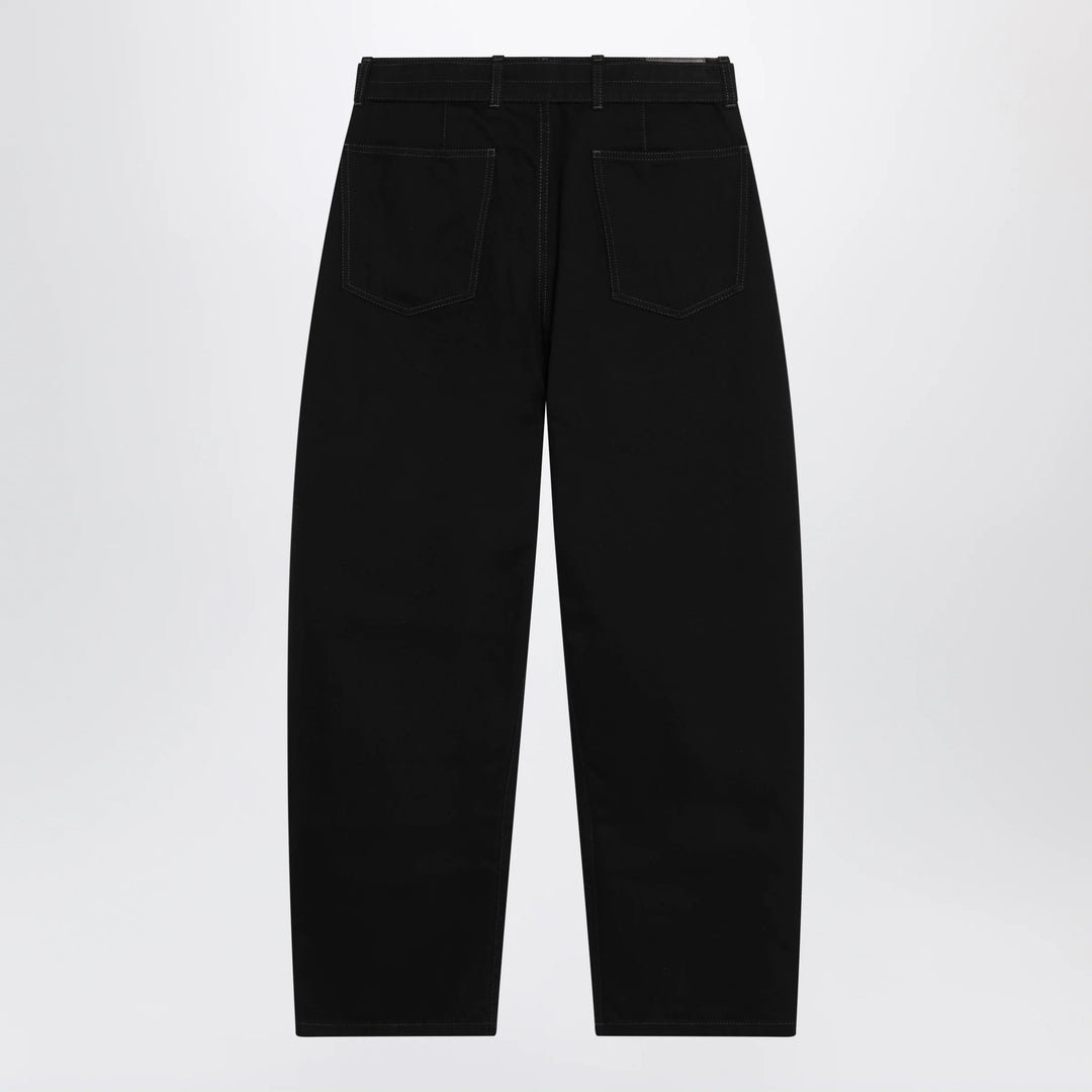 LEMAIRE - Black cotton trousers with belt