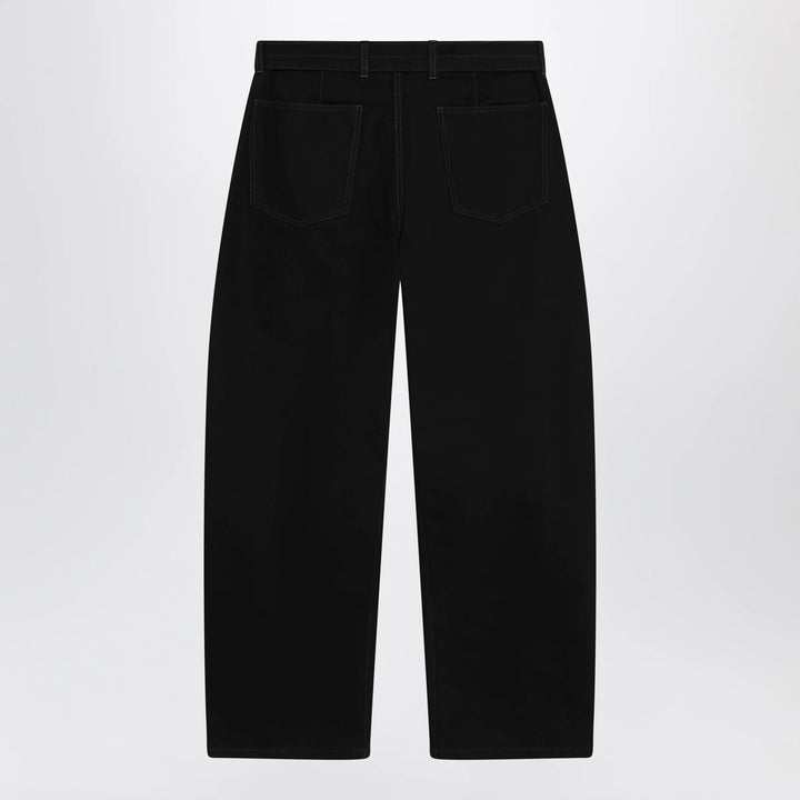 LEMAIRE - Black cotton trousers with belt