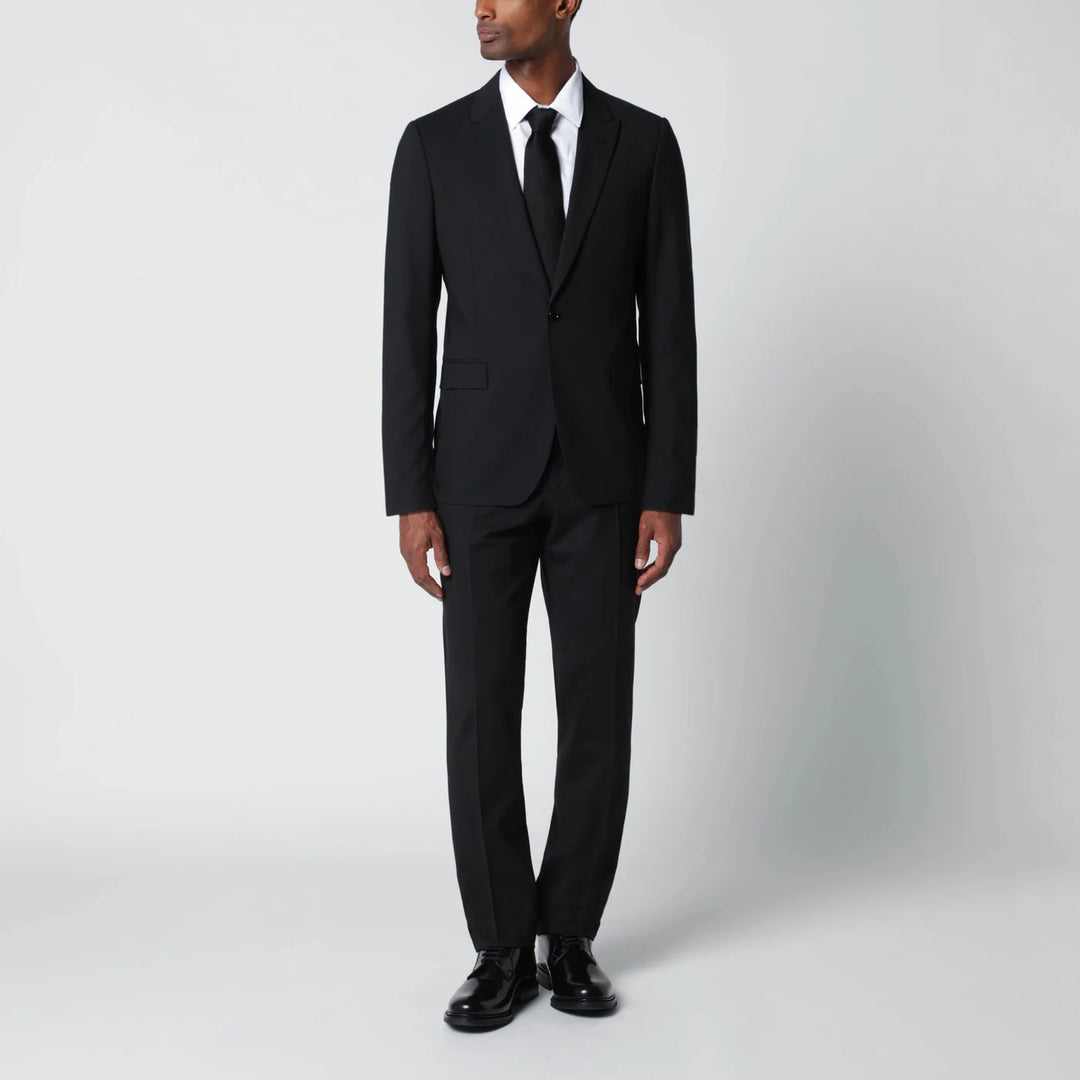 Lardini - Black single-breasted wool-blend suit