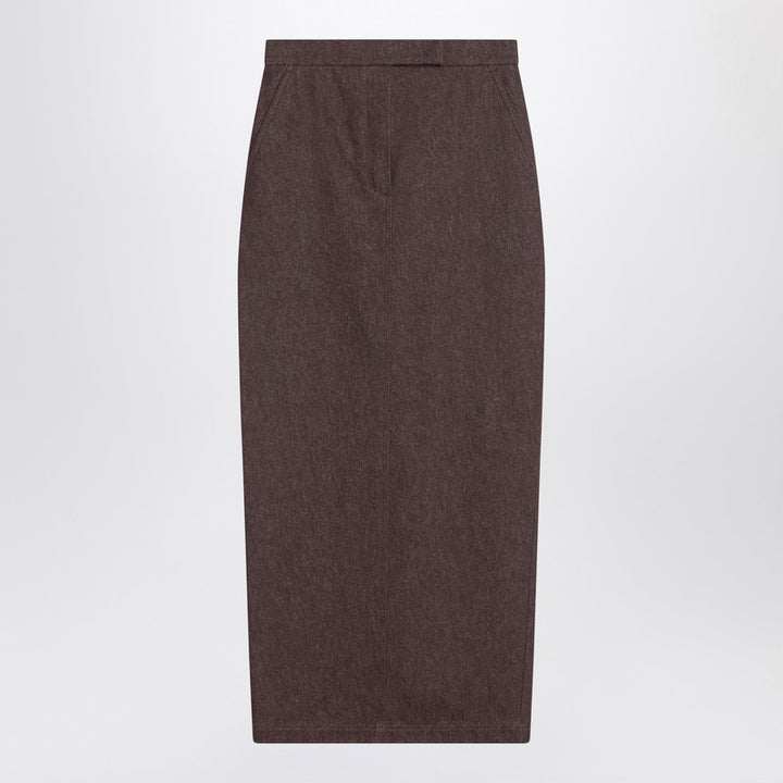 Max Mara Long brown skirt in denim effect