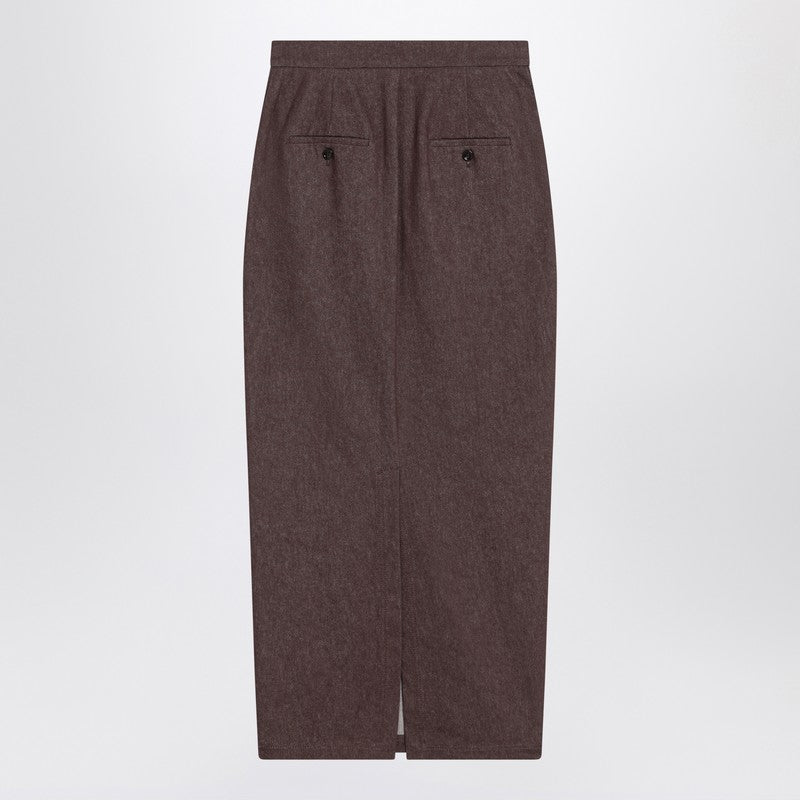 Max Mara Long brown skirt in denim effect