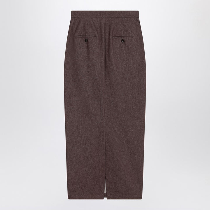 Max Mara Long brown skirt in denim effect