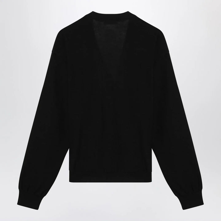 LEMAIRE - Black asymmetric wool-blend cardigan Brand Shirts &amp; Tops