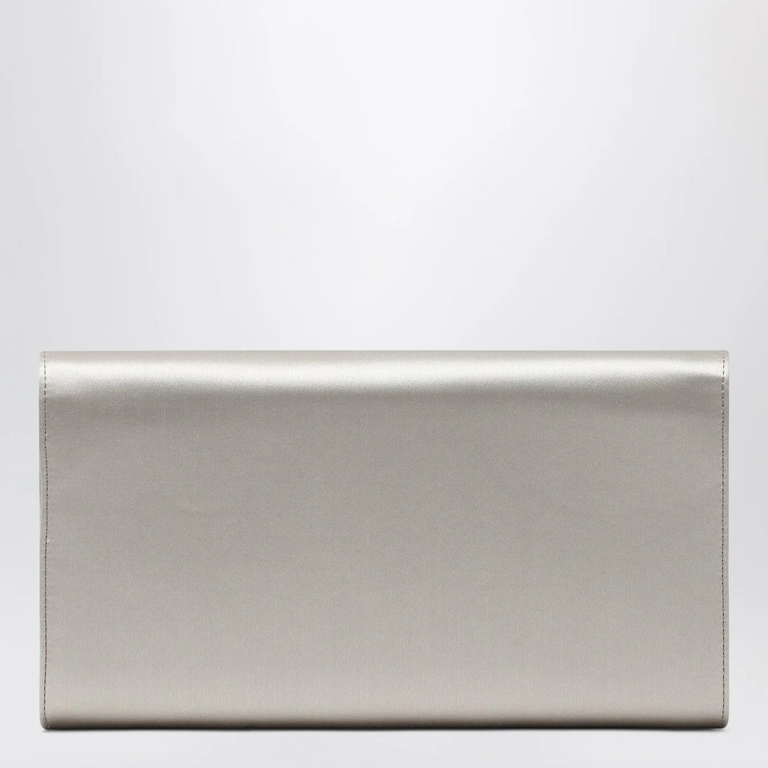 ROGER VIVIER - Pearl grey satin clutch bag with buckle