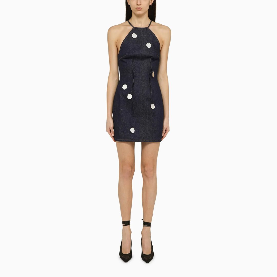 David Koma - Blue denim mini dress with mirrors