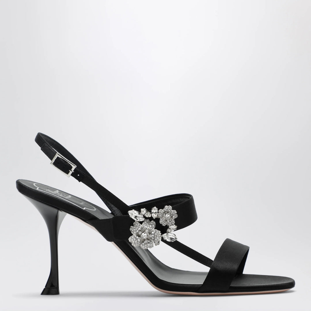 ROGER VIVIER - Black satin Efflorescence sandals