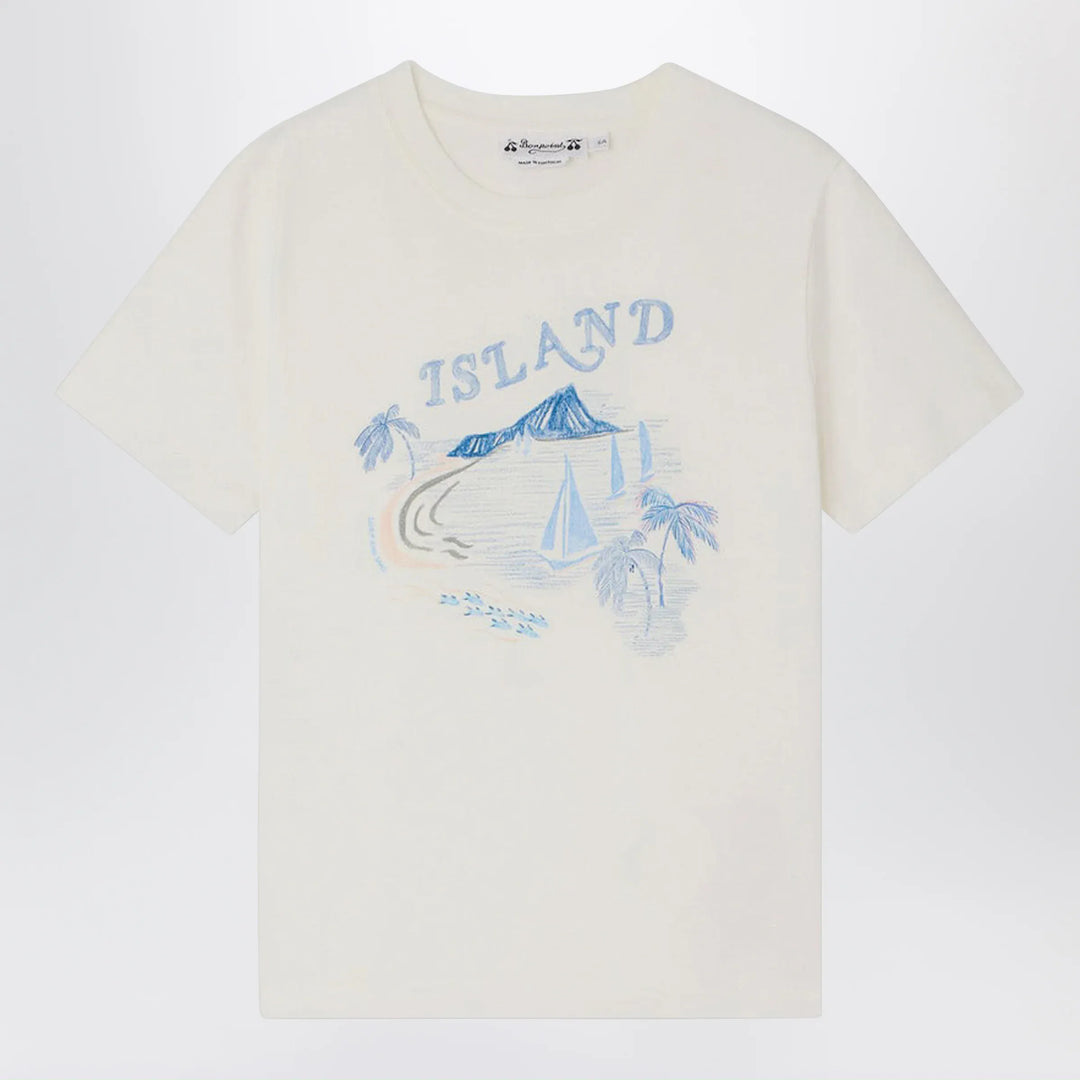 Bonpoint - Thibald white T-shirt with island print Brand Apparel &amp; Accessories > Clothing > Shirts &amp; Tops 12