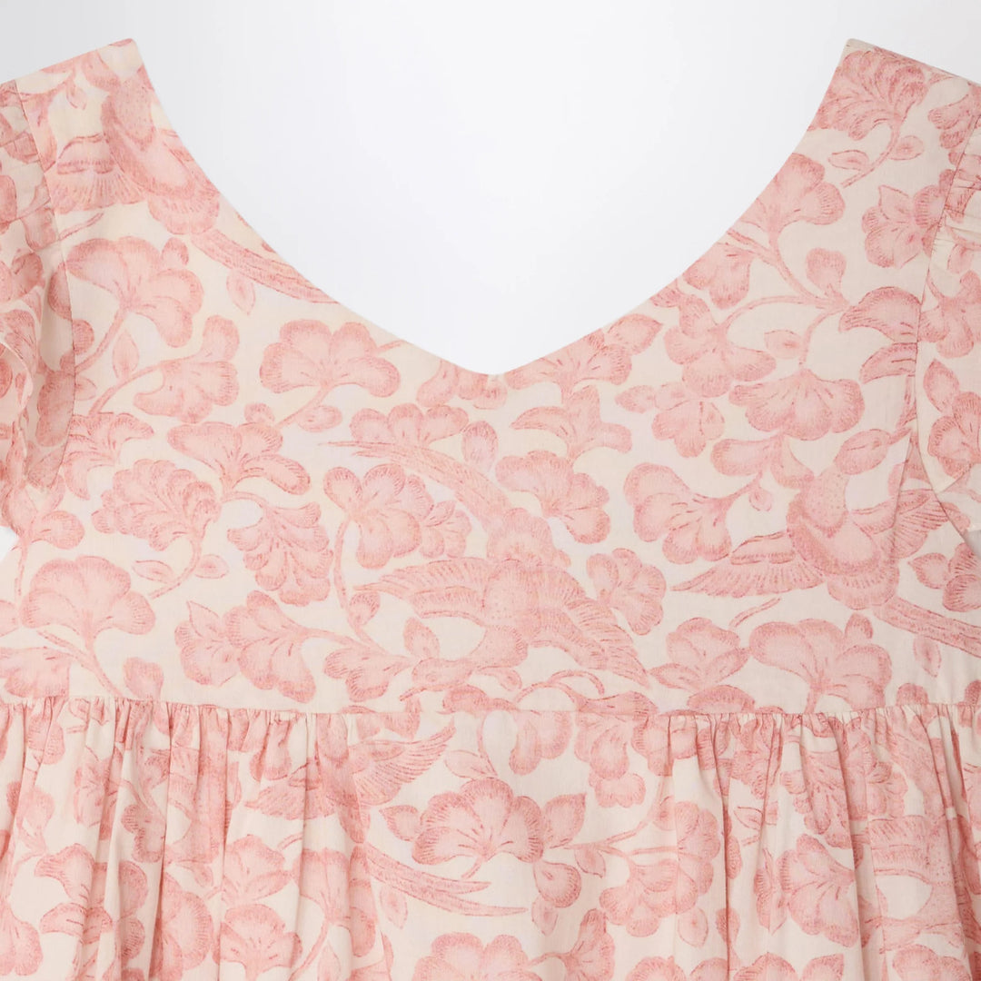 Bonpoint - Galantine pink voile dress with floral print