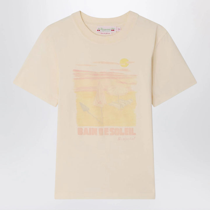 Bonpoint - Thida écru T-shirt with Bain de Soleil print