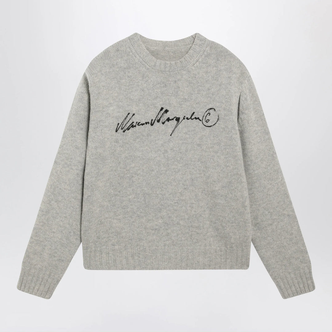 MM6 Maison Margiela - Sweater with calligraphic print in grey melange Brand S
