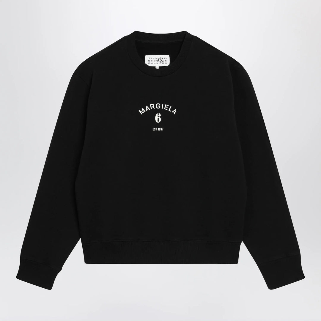 MM6 Maison Margiela - Numeric signature crewneck sweatshirt in black cotton Brand Apparel &amp; Accessories > Clothing > Shirts &amp; Tops