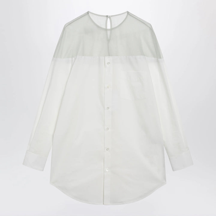 MM6 Maison Margiela - Cotton shirt with sheer panels in off-white