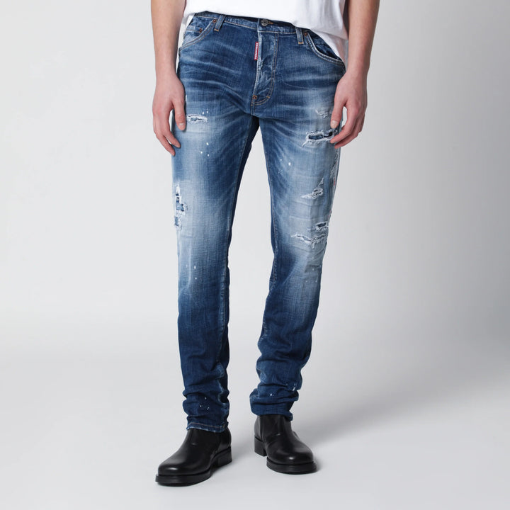 Dsquared2 - Slim Washed Blue Jeans with Rips