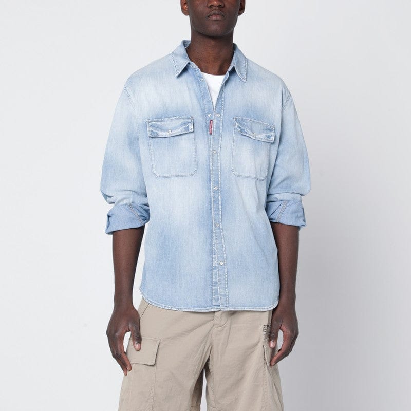 Shirts & Tops Dsquared2 - Light blue washed denim shirt - 52 IT Brand