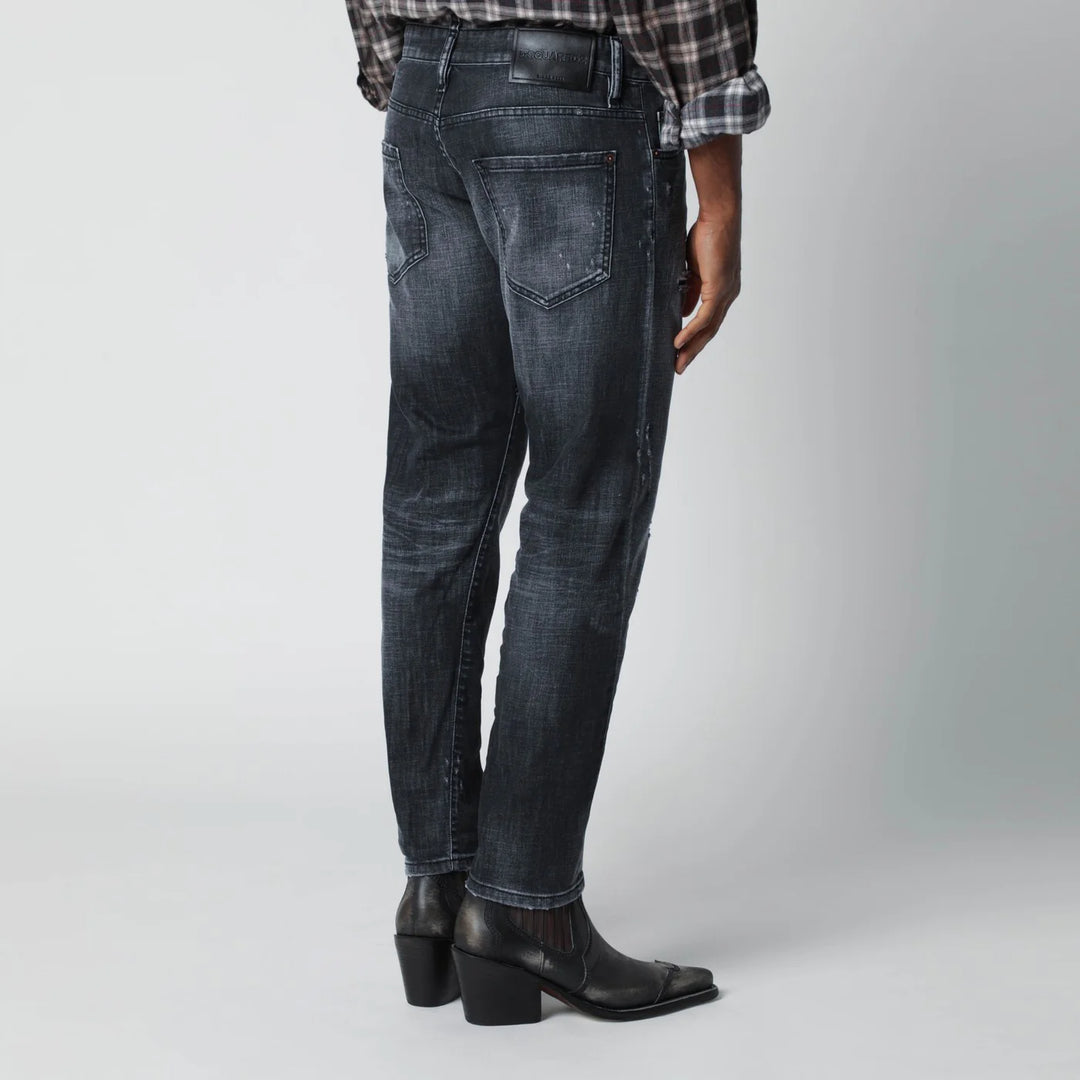 Dsquared2 - Slim black washed jeans with distressed details