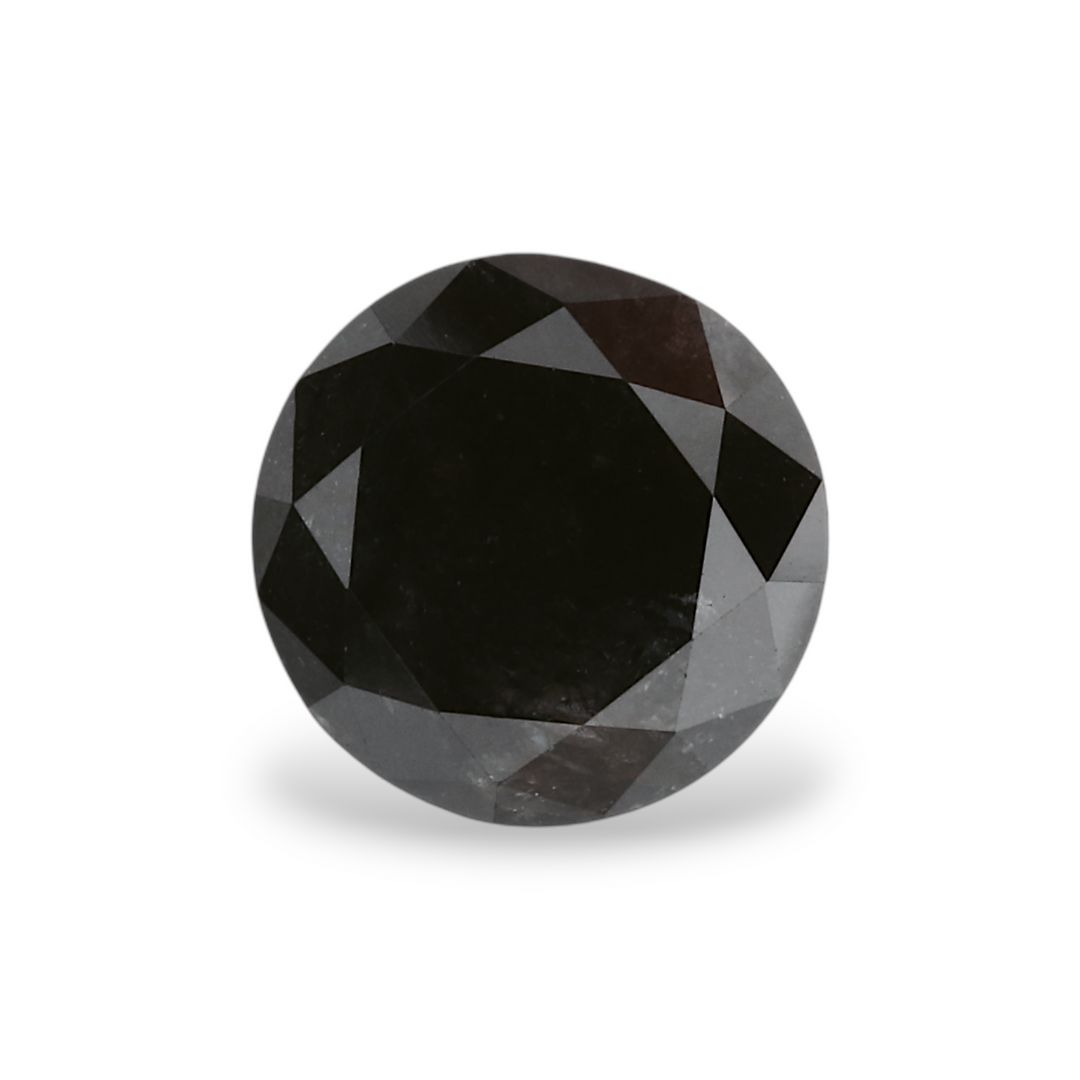 1.35 Carat Natural Black Round Diamond GIA