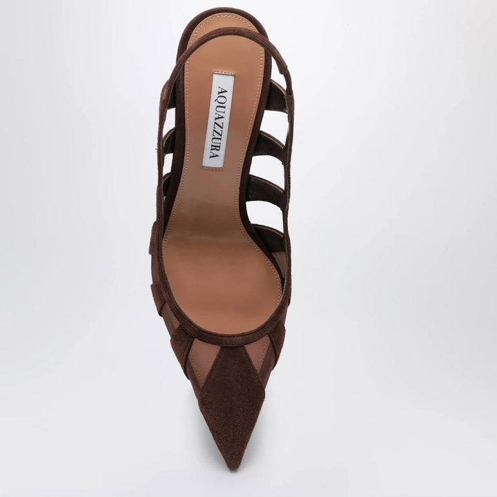 Aquazzura - Screen Slingback Pumps in Espresso Suede