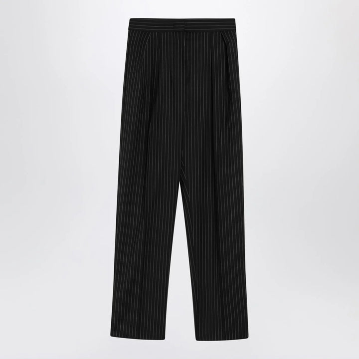 Max Mara - Black pinstriped wool trousers