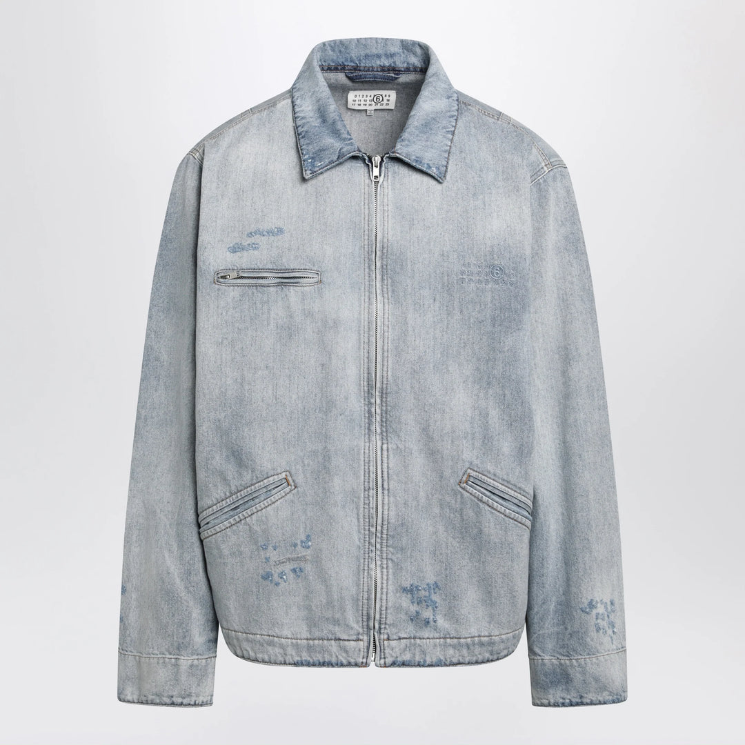 MM6 Maison Margiela - Washed Blue Zip-Up Denim Jacket