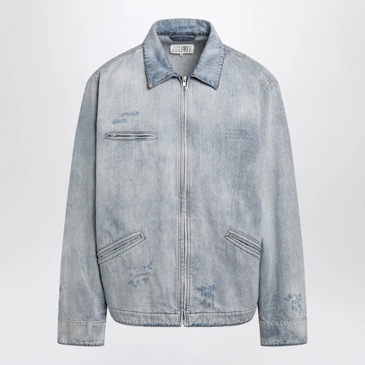 MM6 Maison Margiela - Washed Blue Zip-Up Denim Jacket