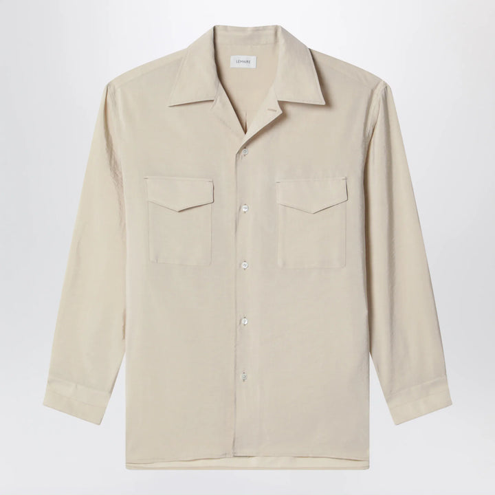 LEMAIRE - Light beige smooth silk-blend shirt