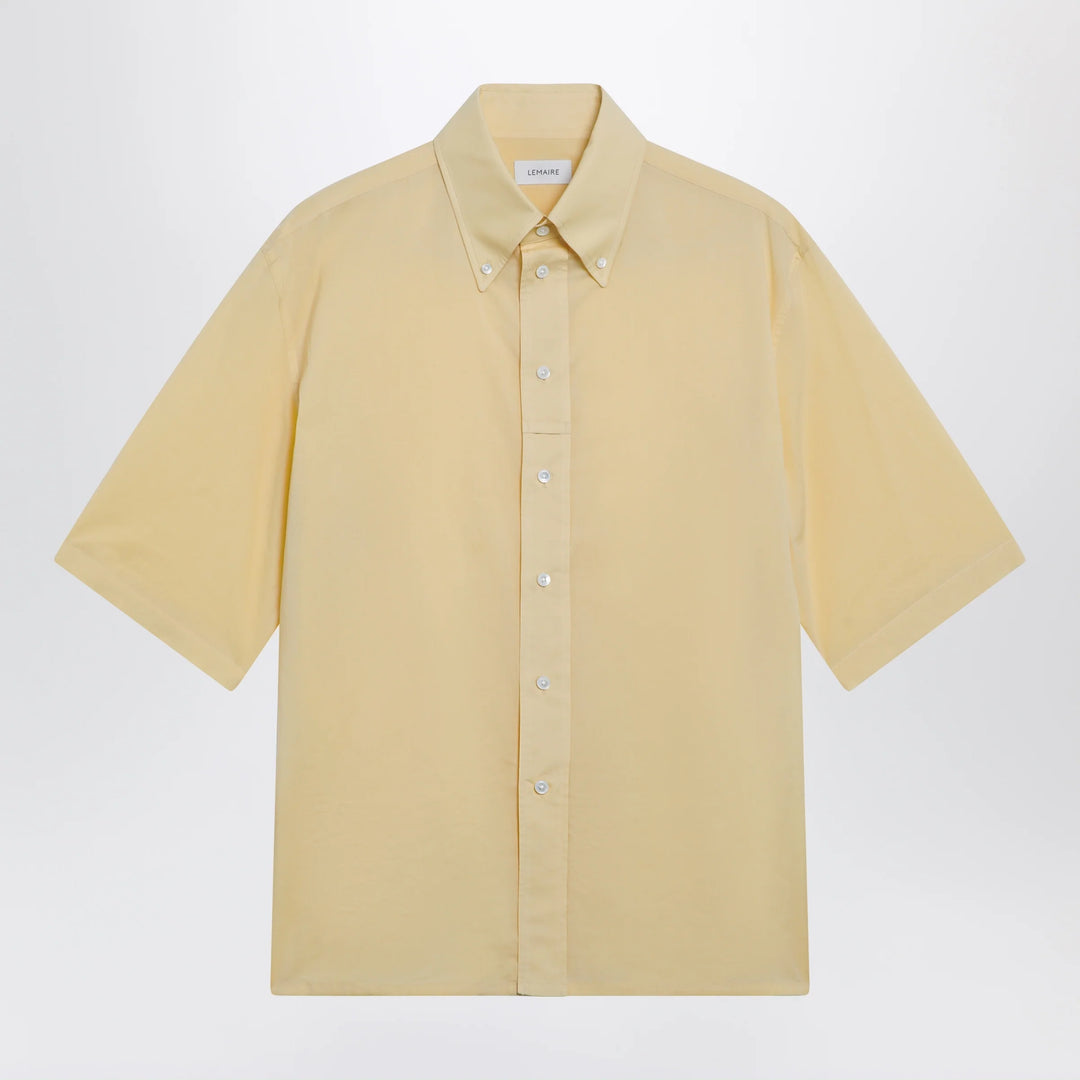 LEMAIRE - Light yellow short-sleeve wool shirt