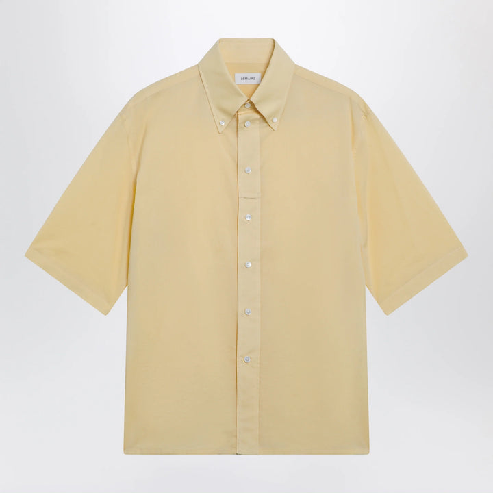 LEMAIRE - Light yellow short-sleeve wool shirt
