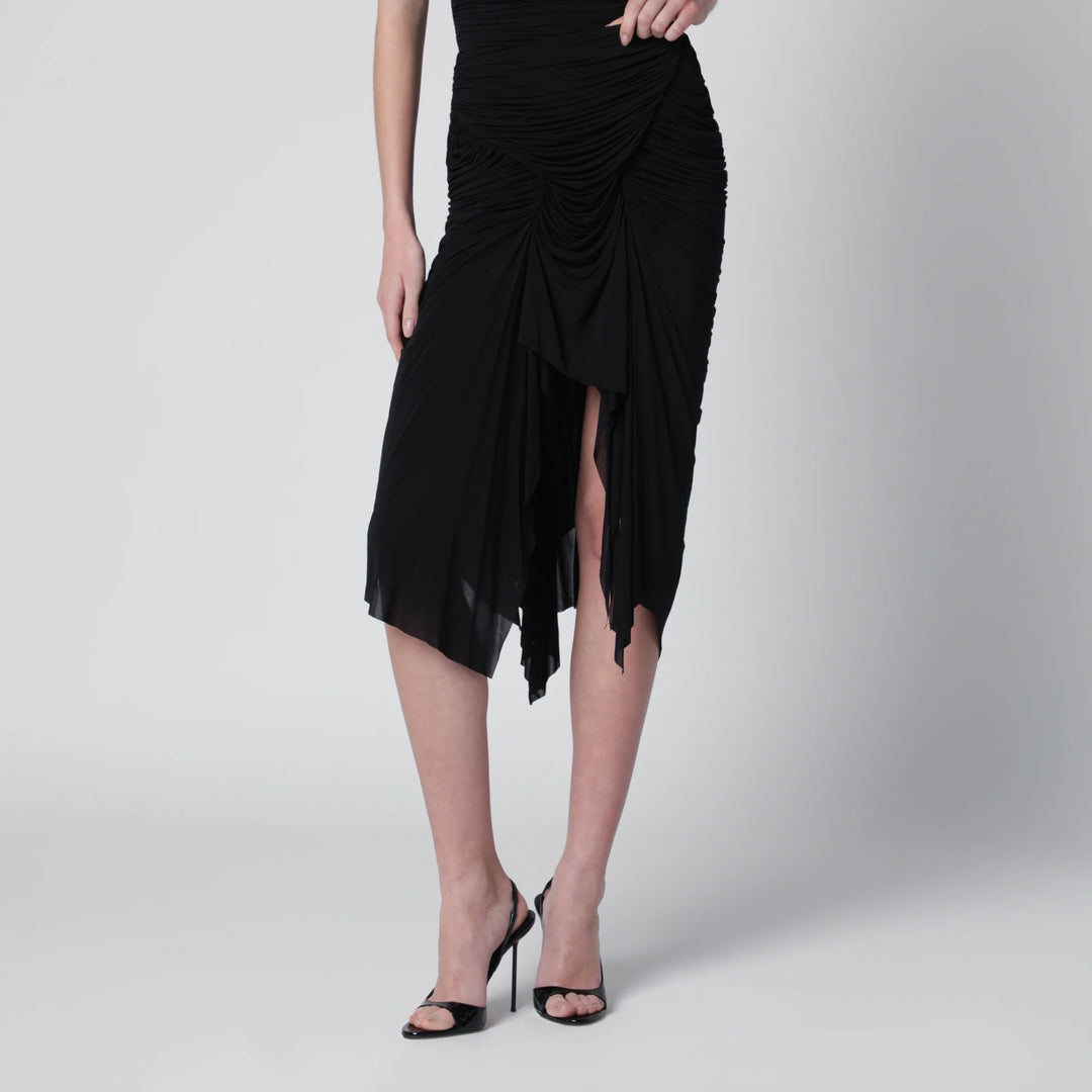 Francesco Murano - Black draped skirt with front slit