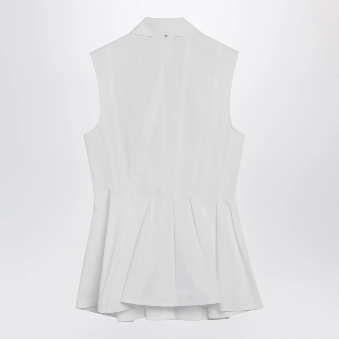 Sportmax - Sleeveless shirt in optical white cotton canvas