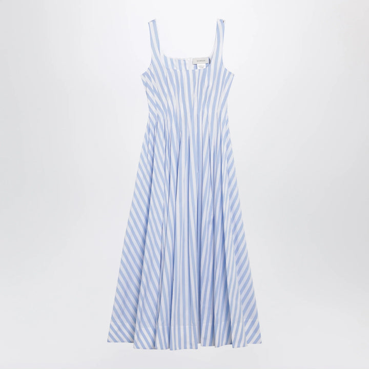 Sportmax - Long striped cotton poplin dress in light blue
