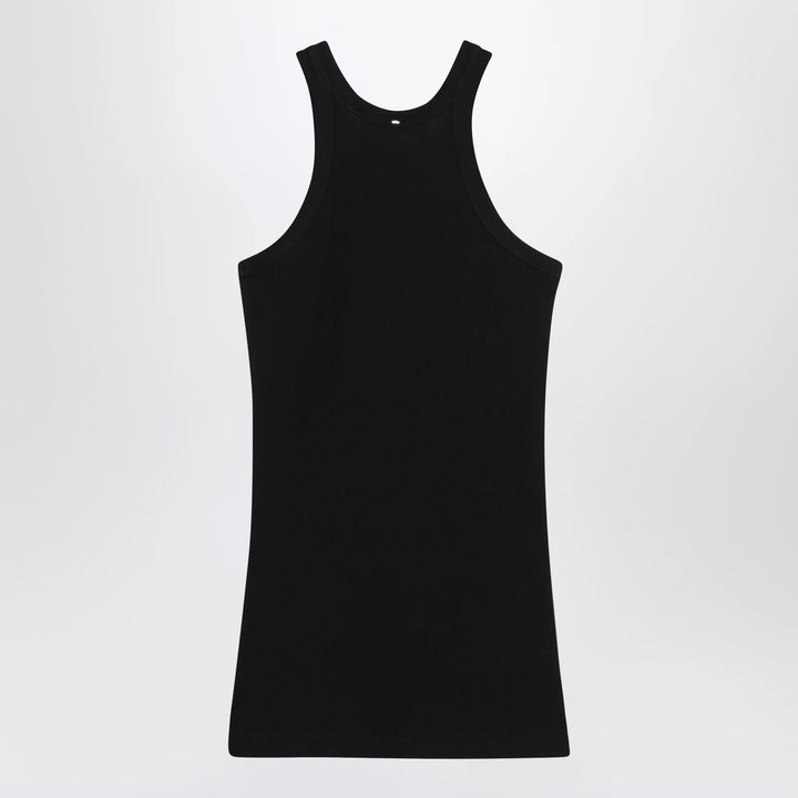 Sportmax - Ribbed cotton and silk halterneck tank top in black